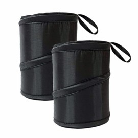 2Pcs Car Trash Can,Collapsible Pop Up Garbage Bin,Small Portable Vehicle Trashcan, Automobile Waste Basket(Black)
