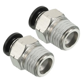 PATIKIL 6mm x 1/4"NPT Male Thread Push to Connect Fittings, 2 Pack Straight Quick Connect Fittings Pneumatic Air Line Fittings Joint Tube Fitting for Air Water