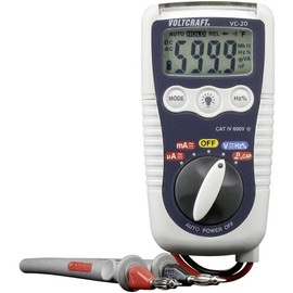 VOLTCRAFT VC-20 Handheld Multimeter Digital Splashproof (IP54) CAT IV 600 V Display (Counts): 4000