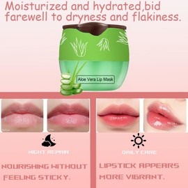 TIRDET 1 PCS Bee Lip Balm Honey Pot, Exfoliating Aloe Vera Bee Lip Balm Sleeping Lip Mask Overnight with Sticks, Honey Pot Lip Balm Prevention Dry Hydrating and Crack Lip Scrubs