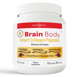 Brain Body Collagen Peptides Powder - Vital Protein & Collagen Supplement for Women & Men - Hydrolyzed Type I & III for Hair Skin, Nails & Joint Health - 25 Servings - Creamy Natural Chocolate - 997g