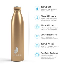 tea'dicted Premium Thermos Flask, 1 Litre, Leak-Proof Stainless Steel Thermos Flask, BPA-Free, Designer Insulated Jug, 12 Hours Hot & 18 Hours Cold, Ideal for Sports, School, Children, Outdoor etc.