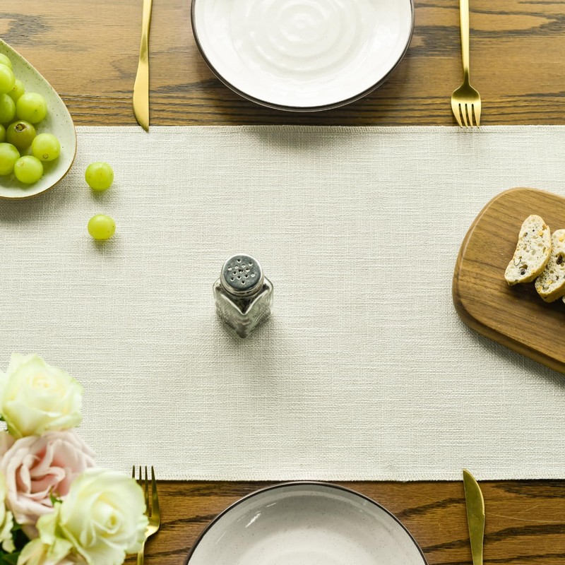 Artoid Mode Beige Boho Rural Rustic Farmhouse Tassel Table Runner,