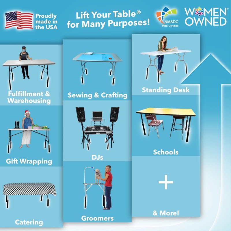 Lift Your Table® Folding Table Risers - Counter Height (Movable