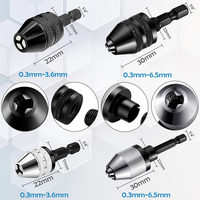 4Pcs Drill Chuck Adapter 1/4 Inch Hex, Drill Bit Adapter
