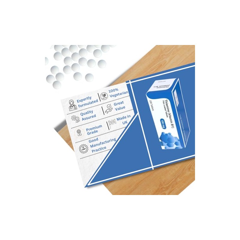 Vitamin B1 Thiamine 100mg 100 Vegetarian Tablets - High Strength