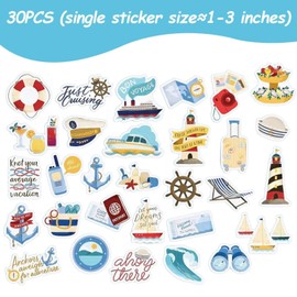 HDGSAFD 30 Pieces Cruise Stickers, Cute Cartoon Stickers for Decoration, DIY Luggage and Notebook Decoration Stickers, Fresh Travel Stickers