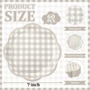 60Pcs Fall Gingham Paper Plates, Light Gray, 7 Inch