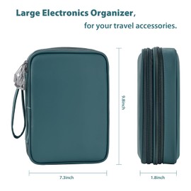 Bevegekos Tablet Accessories Case Bag, Travel Electronics Organizer for Chargers & Cords, Cables, 7.9 Inch Tablet, Airplane Essentials, 2 Layers (Teal Blue)
