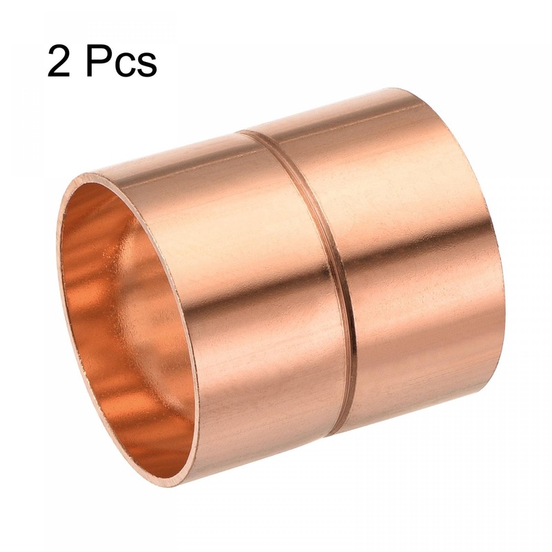 sourcing map Copper Pipe Coupling 38mm Straight Connecting Adapter Joint