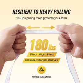 Happybuy Electric Fence Tape, 1640Ft 500M Polytape Fencing Hot Wire, 3/4" Width 6 Stainless Steel Strands for Reliable Conductivity, UV & Rust Resistance, Portable Polywire for Horse Cattle Livestock