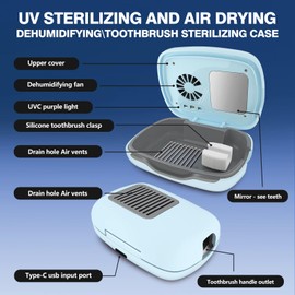 ECTEST Toothbrush Covers Case and Holder with Light,Toothbrush Covers with Holder, Rechargeable Portable Toothbrush Cleaner Case, Toothbrush Box Fan with Dryer（Pink）