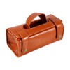 Fashion Men's Portable Cosmetic Pouch Brown PU Leather Shaving Brush
