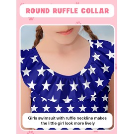 Kimoda Toddler Bathing Suit 2-3T Girls American Flag Swimsuit Ruffle Swimwear with Bow One Piece Summer Beachwear