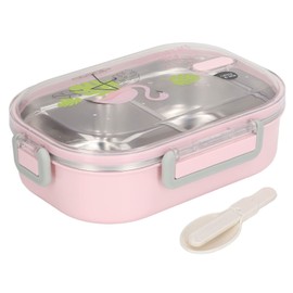Wakects Lunch Box with 2 Compartments and Cutlery Stainless Steel Bento Box Airtight for Office Work School 21.5 x 15 x 6.5 cm (Pink)