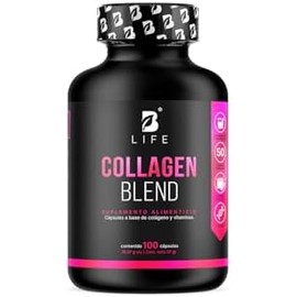 Péptidos de Colágeno Hidrolizado 100 Cápsulas  Potenciado con Biotina y Vitamina C para Piel, Cabello y Uñas  Collagen Blend B Life.