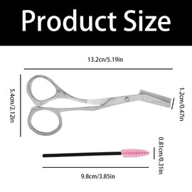 Eyebrow Scissors, Stainless Steel Eyebrow Scissors with Cleaning Brush Eyebrow Scissors with Comb for Women Men(Silver)