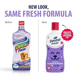Dental Fresh Plaque & Tartar Control Water Additive for Dogs & Cats – Helps Support Clean Teeth, Healthy Gums & Fresh Breath Just add to Water – Advanced Formula Oral Care, 17 fl oz