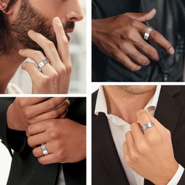 Suplight 925 Sterling Silver Band Ring 6mm Cubic Zirconia CZ Mens Promise Rings Size 11