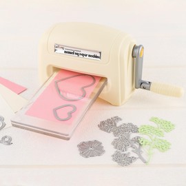 Mini Manual Die Cutting and Embossing Machine,for Arts&Crafts,Scrapbooking& Cardmaking,3" Opening,Crafting Projects Cutting Machine for Starter,Beige Metal Cutting Dies Machine with 4 Cutting Machine