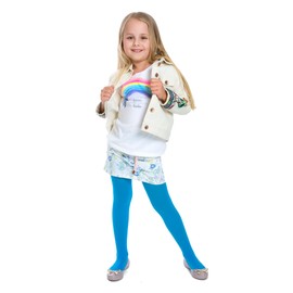 hi!mom Girls Plain Microfiber Opaque Tights 50 Den Kids Soft School Uniform Pantyhose Blue 7/8 Years ZUZA