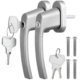 GETLITOOL Lockable Window Handles, Pack of 2 Aluminium Window Lock with Keys, Safety Window Handle in Pin Length 35 mm, Child Safety Window Lock for Window Door, Home Security, Grey