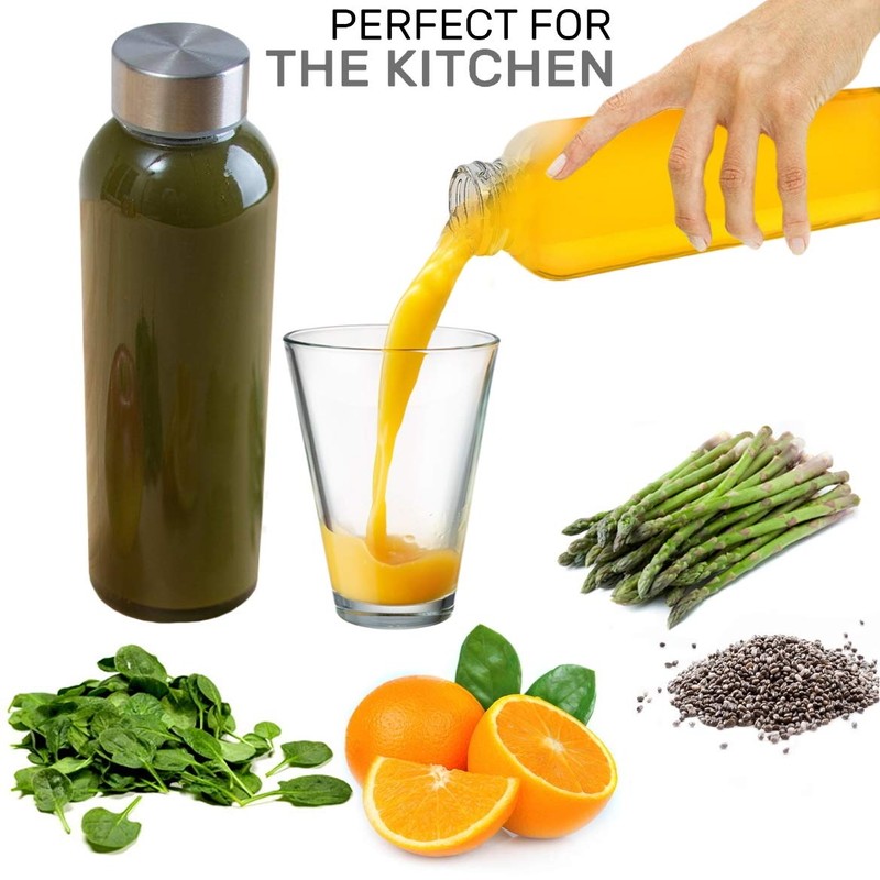 Brieftons 18 Oz Clear Borosilicate Glass Water Bottles With Caps,