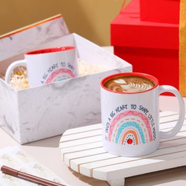 Honeydak 2 Pcs Teacher Coffee Mugs Appreciation Gifts for Women, 11 oz It Takes a Big Heart to Shape Little Minds Ceramic Cups Thank You Gifts for Teacher(Vivid Color,Shape Little Minds)