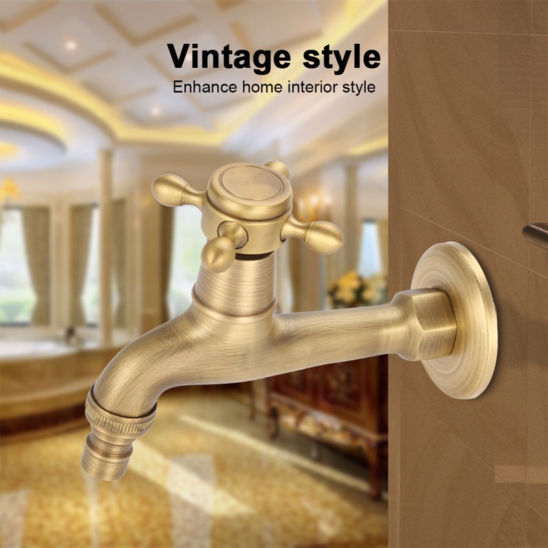 Vintage Solid Brass Single Handle Faucet for Washing Machine Wall