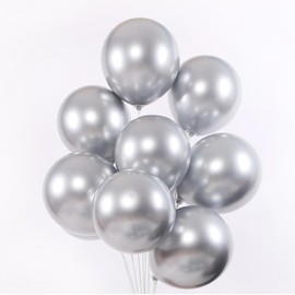 Silver Balloons 100pcs 12 Inch Metallic Chrome Silver Latex Party Balloons for Birthday Wedding Baby Shower Engagement Anniversary Graduation Decorations