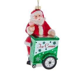 Santa Selling Ice Cream Retro Style Ornament