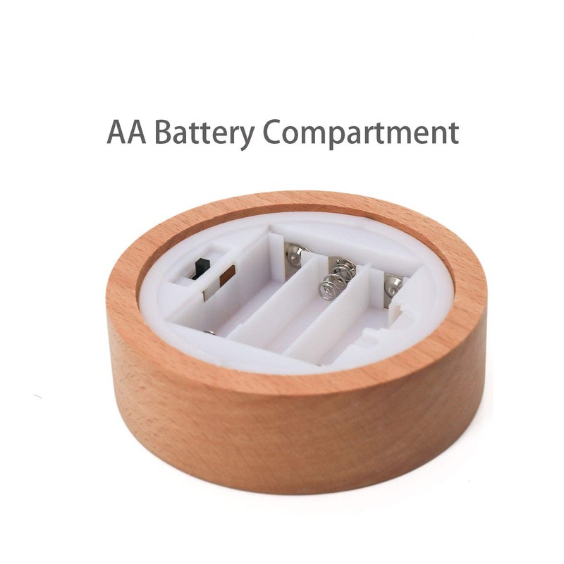 Bituulor Battery Power 4 inch Wood Light Base Display Stand