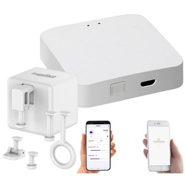 Luminea Home Control Tastschalter: Schalt-Aufsatz für Kippschalter & Taster, Bluetooth mit WLAN Gateway (Fingerbot TUYA, Funk-Schalter-Aufsätze, Rolladenschalter)