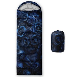 Smell Sunshine Kids Sleeping Bag for Boys Girls,Blue Rose Print-Lightweight Warm Portable Outdoor Indoor-Waterproof Cold Weather Resistant Sleeping Bag for Camping Hiking(Rose)