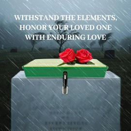 Never Blown Away! 1 Pcs Cemetery Headstone Flower Saddle, Graves Tombstone Saddle Holder, Fits 3 to 8 Inches Wide Monument, Ideal for Gravestone Decoration Saddles, Green, with Dry Foam(Patented)