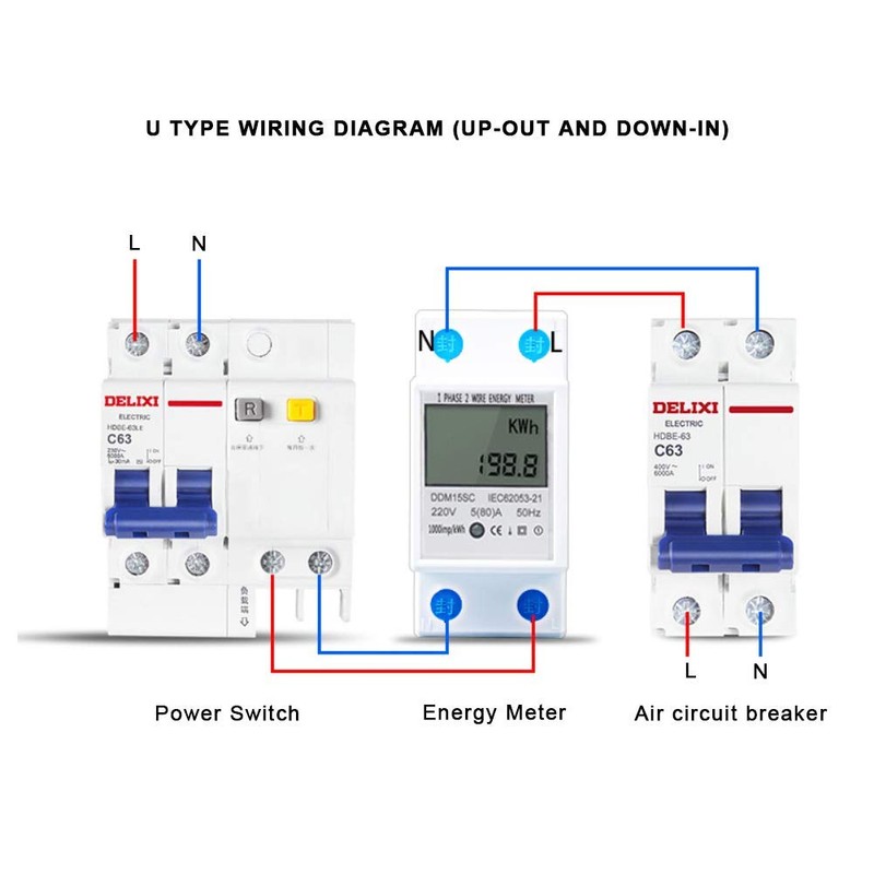 Single Phase Energy Meter 5-80A DDM15SC LCD Digital Display Din