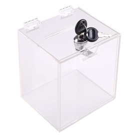 Aoakua Donation Box, Piggy Bank, Charity Box, Keyed, Acrylic, W4.7 inches (12 cm) (Clear)