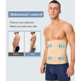 TAILONG Waist Trainer for Men Shapewear Tummy Control Body Shaper Corset Beige