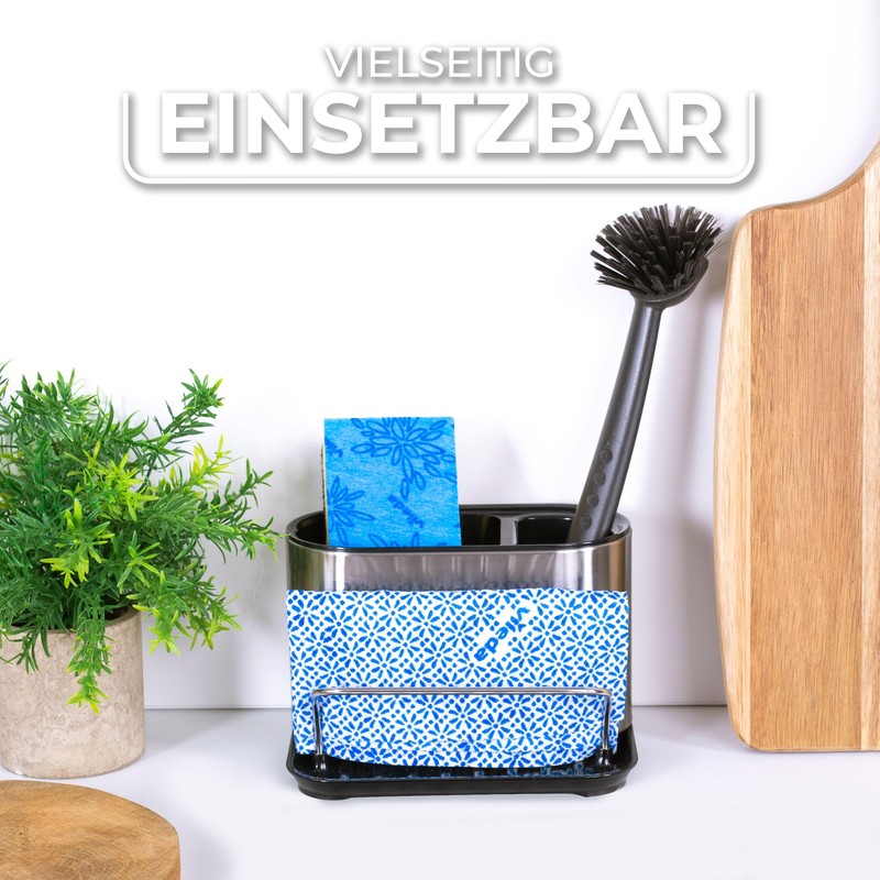 Vileda Stainless Steel Sink Organiser with Sponge Holder - Practical