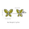 Green Butterfly Studs Earrings Women 925 Sterling Silver Animal Butterflies