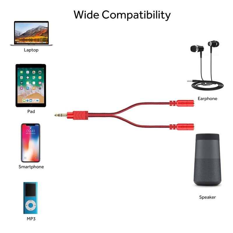MillSO Headphone Splitter Audio Jack Y Adapter 1 to 2