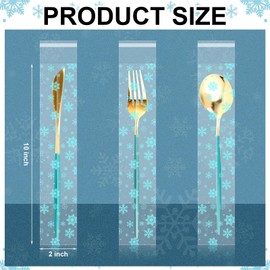 Chiisong 100 Pcs Christmas Snowflakes Cellophane Treat Bags Bulk 2 x 10 Inch Xmas Holly Cello Pretzel Rod Clear Self Adhesive Cellophane Bags for Holiday Goody Bags Baby Shower Party Supply (Snow)