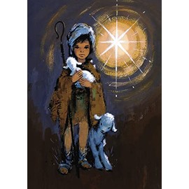 The Great British Card Medici Cards Pack of 6 Charity Christmas Cards - 'Little Shepherd Boy' - 6 Cards of 1 Artistic Design with Boy, Sheep and Star, Multicolor, 120 x 166 x 14mm