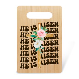 Easter Cutting Board, He Is Risen Charcuterie Board, Christian Kitchen Decorations, Religious Gifts For Women Nana Mom Friends, Spring Bamboo Chopping Board, Kitchen Cooking Decor Favors -32
