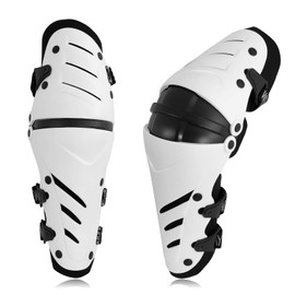 Motorcycle Knee Guards Pads, Adjustable Knee Pads for Adult, Motorcycle Knee Protector Gear for MTB Motocross Mountain Bike (White)