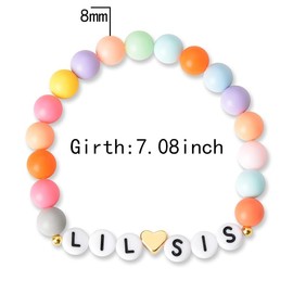 Sister Christmas Birthday Gifts for Women Girls Lil Sis Bracelet Gift for Daughter Grandddaughter Niece Letter Bead Bracelets for Sisters Teens Girl Little Sisters Announcement Bracelet Gifts