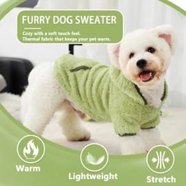 Puppy Sweater Small Dog Sweater Warm Fuzzy Velvet Sweaters Dog Winter Clothes for Small Dogs Girl & Boy, Pet Coats, Cat Apparel (Green Avocado, XX-Small)