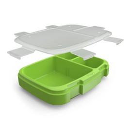 Bentgo Fresh Tray (Green) with Transparent Cover - Reusable, BPA-Free, 4-Compartment Meal Prep Container with Built-in Portion Control for Healthy at-Home Meals and On-The-Go Lunches