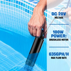 Tauchwasserpumpe für Einhell 18-V-Akku, 635 GPH 100W Kabellose Batteriebetriebene Wasserpumpe zum Entleeren von Wannenteichen, Gärten und Camping (ohne Werkzeug)