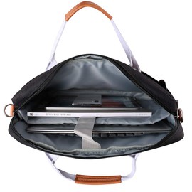 Professional 15 Inch Nylon Messenger Bag | Water-Resistant Laptop Shoulder Case Compatible with MacBook Pro 15, Dell XPS 15, HP Envy 15 | Black